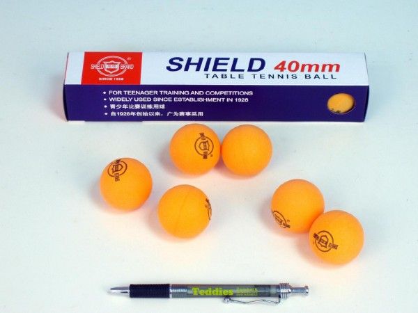 Míčky na stolní tenis SHIELD 4cm bezešvé oranžové 6ks v krabičce UNISON