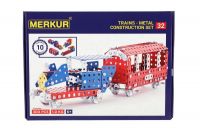 Stavebnice MERKUR 032 Železniční modely 10 modelů 300ks v krabici 36x27x3cm Merkur Toys