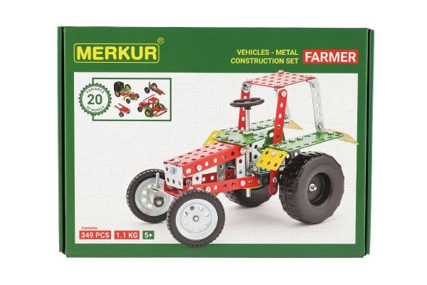 Stavebnice MERKUR Farmer Set 20 modelů 341ks v krabici 36x27x5,5cm Merkur Toys