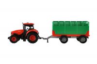 Traktor Zetor s vlekem plast 36cm na setrvačník na bat. se světlem se zvukem v krabici 39x13x13cm Teddies