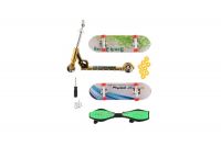 Sada skateboard šroubovací, koloběžka prstová, waveboard plast s doplňky mix druhů na kartě 16x30cm Teddies