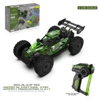 Auto RC buggy plast 22cm stavebnice 24MHz na baterie zelené v krabici 34x25x7cm Teddies