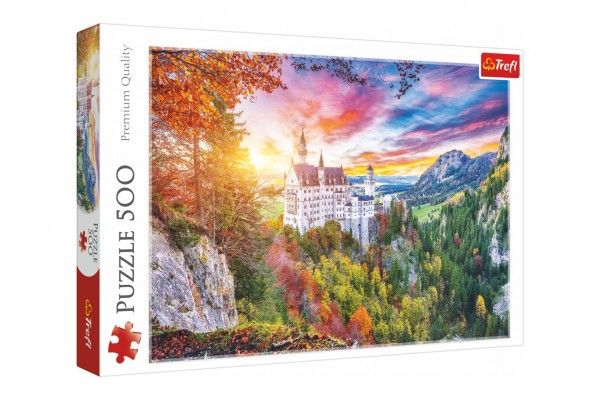 Puzzle Pohled na zámek Neuschwanstein, Německo 500 dílků 48x34cm v krabici 40x26,5x4,5cm Trefl