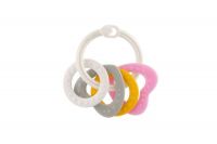 Kroužky se 4 tvary plast srdíčka, kolečka mix barev v sáčku 3m+ Profibaby