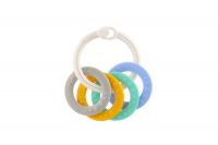 Kroužky se 4 tvary plast srdíčka, kolečka mix barev v sáčku 3m+ Profibaby