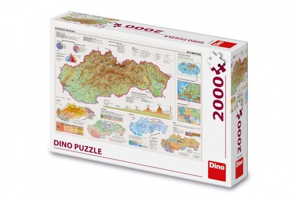 Puzzle Mapa Slovenska 97x69cm 2000 dílků v krabici 32x23x7cm Dino