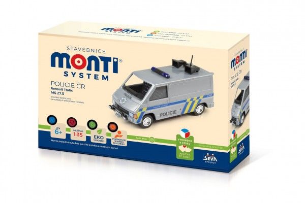 Stavebnice Monti System MS 27,5 Policie ČR Renault Trafic 1:35 v krabici 22x15x6cm SEVA