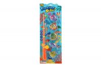 Hra ryby/rybář magnetická plast 5ks+prut plast 39cm 2 barvy na kartě Teddies