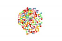 Korálky se šňůrkou plast mix barev v plastové dózičce 3,5x12,5cm 24ks v boxu Teddies