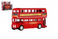 Autobus "Londýn" červený patrový kov/plast 12cm na zpětné natažení v krabičce 17x13,5x6cm Teddies