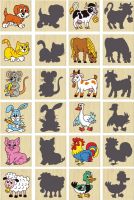 Pexeso zvířátka a jejich stíny dřevo společenská hra 12ks v krabičce 16,5x12,5x1,5cm Detoa