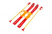 Dětské lyže s hůlkami plast/kov 76cm červené Teddies