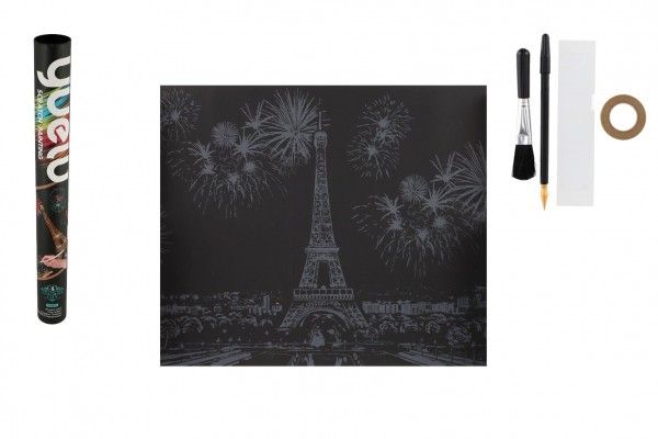 Škrabací obrázek barevný Eiffelova věž 75x52cm v tubě 6x54cm SMT Creatoys