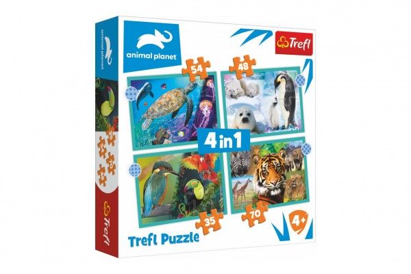 Puzzle 4v1 Planeta zvířat 28,5x20,5cm v krabici 28x28x6cm Trefl