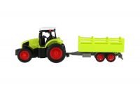 Traktor RC s vlekem plast 38cm 27MHz + dobíjecí pack na baterie v krabici 45x19x13cm Teddies