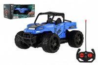 Auto RC buggy pick-up terénní modré 22cm plast 27MHz na baterie se světlem v krabici 30x14x16cm Teddies