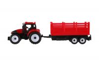 Traktor s přívěsem plast 28cm asst 2 barvy v krabičce Teddies