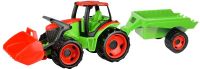 Traktor se lžící Giga Trucks s vlekem plast 62cm v krabici 72x40x28cm Lena
