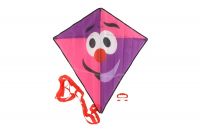 Drak létající klaun nylon 78x86cm růžovo-fialový v látkovém sáčku 11x90x2cm Teddies