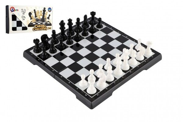 Šachy + dáma plast společenská hra v krabici 29x14,5x4cm Teddies