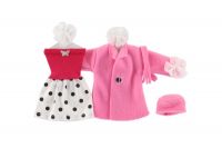 Šaty/Oblečky - šaty, kabátek a čepice na panenky mix druhů na kartě 22x21cm