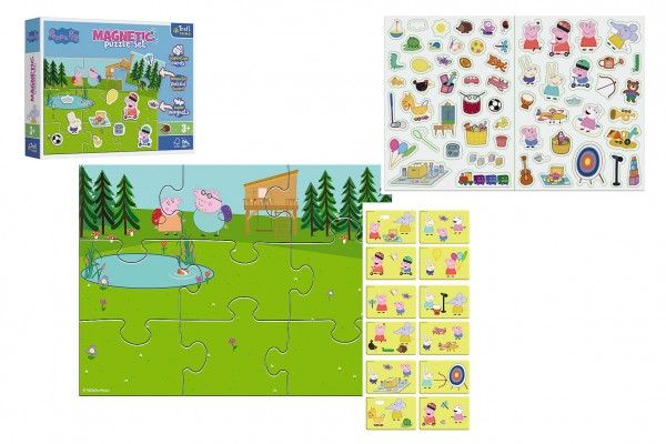 Magnetické puzzle Peppa a její zábava/Peppa Pig 12 dílků v krabici 28,5x22x5cm Trefl
