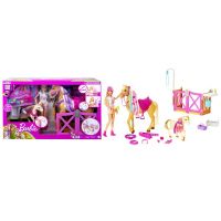 Barbie + kůň česací 2 ks s doplňky plast v krabici 51x32,5x12cm Teddies