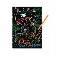 Škrabací obrázek barevný Piráti 21x29cm na kartě DODO