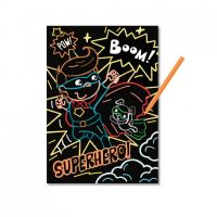 Škrabací obrázek barevný Superhrdina 21x29cm na kartě DODO