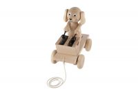 Pes s xylofonem přírodní dřevo tahací 19cm v krabici 20x21x12cm Teddies