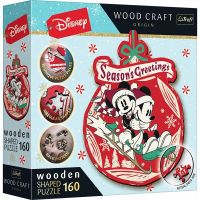 Dřevěné puzzle Vánoční dobrodružství Mickeyho a Minnie 160 dílků 18,2x24,2cm v krabici 20x20x6cm Trefl
