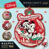 Dřevěné puzzle Vánoční dobrodružství Mickeyho a Minnie 160 dílků 18,2x24,2cm v krabici 20x20x6cm Trefl