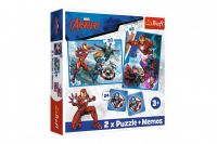 Puzzle 2v1 + pexeso Hrdinové v akci/The Avengers 27,5x20,5cm v krabici 28x28x6cm