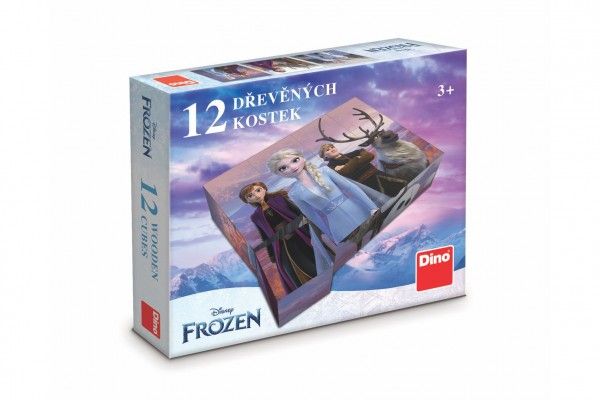 Kostky kubus Ledové království/Frozen dřevo 12ks v krabičce 21x18x4cm Dino
