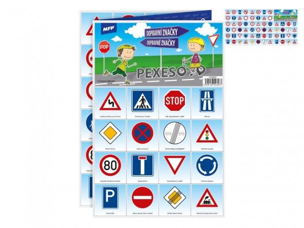 Pexeso papírové Dopravní značky společenská hra 32 obrázkových dvojic 21x30cm