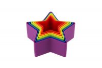 Věž/Pyramida hvězda barevná stohovací skládačka 6ks plast v krabičce 12x12x6,5cm 18m+ Teddies