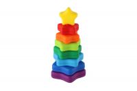 Věž/Pyramida hvězda barevná stohovací skládačka 8ks plast v krabičce 9x17x9cm 18m+ Teddies