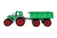 Traktor s vlekem plast 53cm na volný chod 2 barvy v síťce Teddies