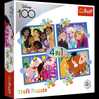 Puzzle 4v1 Šťastný svět Disney 28,5x20,5cm v krabici 28x28x6cm Trefl