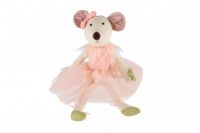 Myš/Myška baletka sedící látka 20cm růžová v sáčku 0+ Teddies