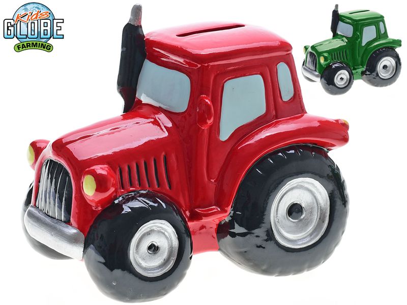 Kids Globe Farming pokladnička porcelánová traktor 15,5x11x13,8cm 2barvy Mikro Trading