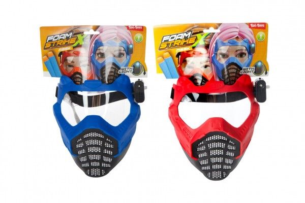Maska se světlem plast 16x19cm na baterie 2 barvy na kartě karneval Teddies