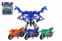 Transformer motorka/robot plast 15cm 3 barvy na kartě Teddies