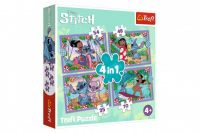 Puzzle 4v1 Bláznivý den Lilo&Stitch v krabici 28x28x6cm Trefl