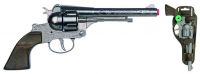 Revolver kovbojský stříbrný, kovový - 12 ran dětské zbraně