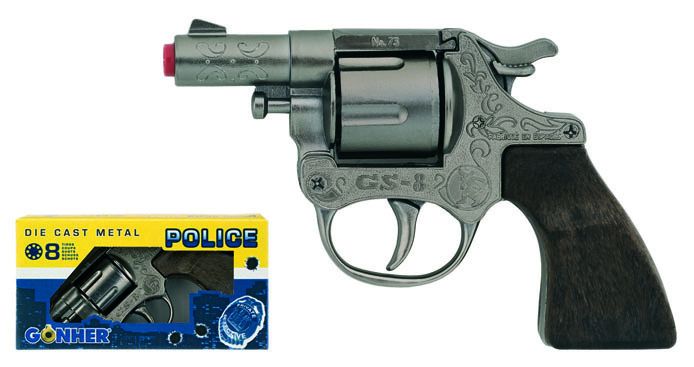 Policejní revolver kovový stříbrný kovový 8 ran Gonher