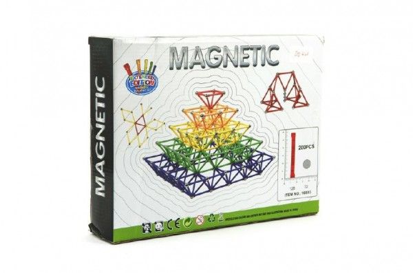 Magnetická stavebnice 200ks v krabici 30x23x6cm Teddies