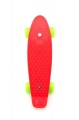 Skateboard 43cm, nosnost 60kg plastové osy, červený, zelená kola Teddies