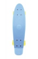 Skateboard 60cm nosnost 90kg, kovové osy, modrá barva, žlutá kola Teddies